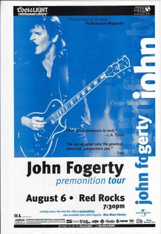 John Fogerty Concert Poster / Red Rocks 8 - 6 - 1998
