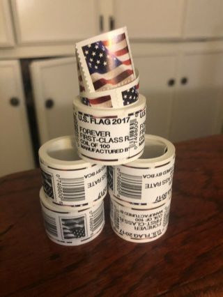 Usps Forever Star - American Flag 10 Roll 1000 Stamps