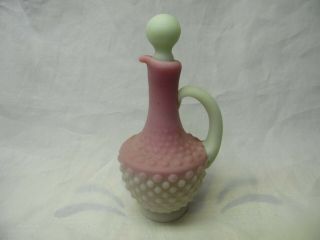 Vintage Gibson Glass Pink Satin Hobnail Cruet With Stopper / Year 2000