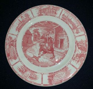 Vintage Bailey - Walker China Paul Revere Plate Made For Clark Restaurant