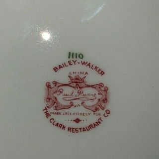 Vintage Bailey - Walker China PAUL REVERE Plate Made for Clark Restaurant 2