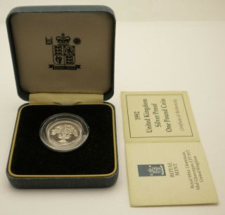 1992 United Kingdom Silver Proof One Pound Coin W/box And