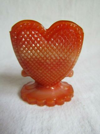 Degenhart Glass Beaded Heart Toothpick (tomato Slag) Mark D In Heart