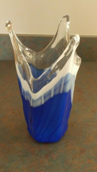 Vintage Murano Style Hand Blown Glass Abstract Vase
