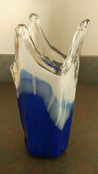 Vintage Murano Style Hand Blown Glass Abstract Vase 2