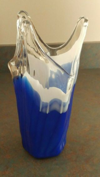Vintage Murano Style Hand Blown Glass Abstract Vase 3