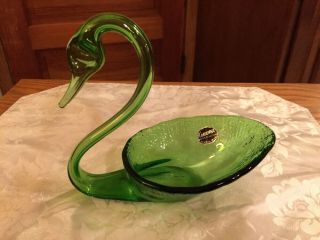 Kanawana Hand Crafted Green Swan Candy Dish