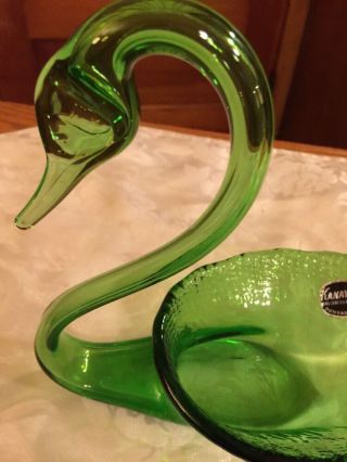 Kanawana Hand Crafted Green Swan Candy Dish 3