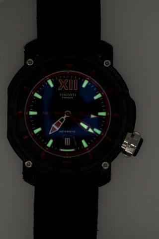 Visconti Automatic Diver Watch Abyssus 1000 Red Black PVD With Nabuk Strap 2