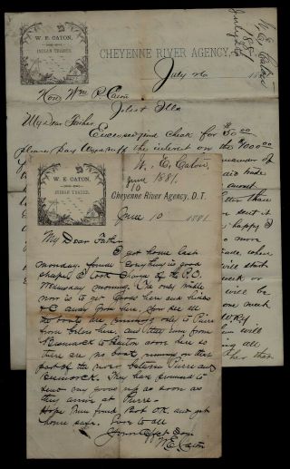 Two 1881 South Dakota Territory Indian Trader Letters,  Boats,  Railroad Travel