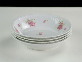 Victoria Austria Pink Roses Soup Salad Bowls 4 Pc Set,  Antique Schmidt Vto178