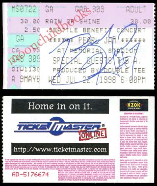 Pearl Jam Seattle Concert July 1998 Ticket Stub Signed Brock Huard Football Uw,
