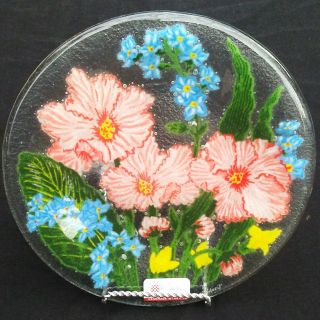 Peggy Karr Signed Fused Glass Flower Plate