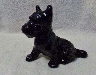 Vintage L E Smith Black Glass Large Scottie Dog Figure - 1930 