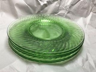 Vintage 5 Imperial Twisted Optic Green Depression Swirl Luncheon Glass Plates