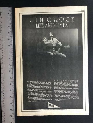 Jim Croce 1973 11x17 " “life And Times” Album Release Promo Ad