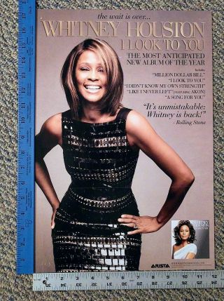 Whitney Houston Promotional Poster Double Sided Vintage Item