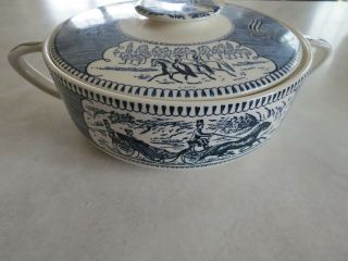 CURRIER AND IVES COVERED CASSEROLE DISH BLUE & WHITE Soup? Dish 2