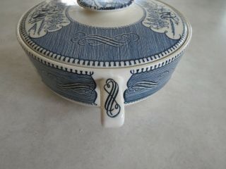 CURRIER AND IVES COVERED CASSEROLE DISH BLUE & WHITE Soup? Dish 3