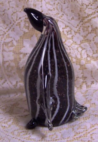 6 " Heavy Solid Glass Black & White Penguin Figurine Paperweight Weighs 2 Lbs.