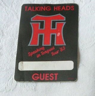 Talking Heads 1983 Tour Pass With Bonus