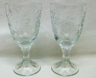 2 Vintage Princess House Glass " Fantasia " Water Goblets 7 " First Run