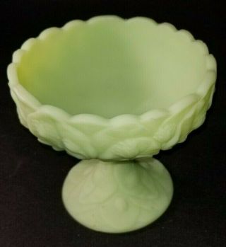 Vintage (fenton ?) Milk Glass Green Candy Dish Sherbet Ice Cream Bowl