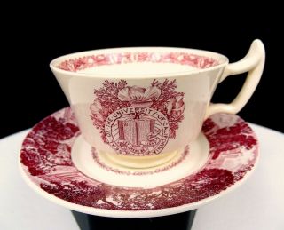 Wedgewood England Uc Berkeley Sather Gate 2 1/4 " Footed Cup And Saucer 1938