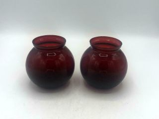 2 Vintage Anchor Hocking Royal Ruby Red Glass 4 " Vases/candle Holder
