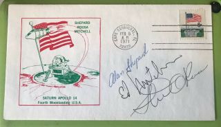 Apollo 14 Cover Signed By Crew (all 3 Astronauts) Shepard,  Roosa,  Mitchell Wow