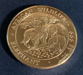 2013 Somalia Silver 100 Shillings African Wildlife Elephant 1 Ounce Coin Round