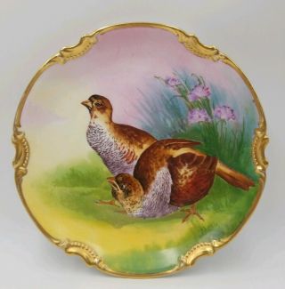 Antique Limoges Coronet Hand Painted Signed " L.  Coudert " Plate,  Game Bird 10.  75 "