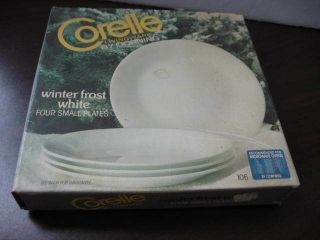 Vintage Corning Corelle Winter Frost White Set Of 4 Plates
