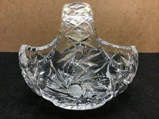 Vtg Irena Cut Clear 24 Lead Crystal Brides Basket Hand Made In Poland