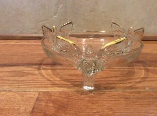 Vintage Depression Glass 3 Footed Eagle Candy Dish Bowl 7 1/2” Gold Rim