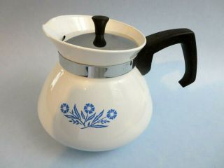 Vintage P - 104 Corning Ware Blue Cornflower 6 Cup Teapot Stainless Lid