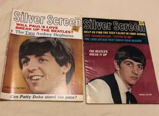Two 1964 Silver Screen Magazines - The Beatles Aug & Oct Issues