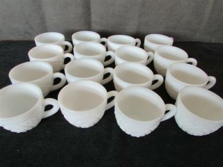 16 Thatcher Mckee Hobstar Concord Pattern Milk Glass Punch Cups D - 9