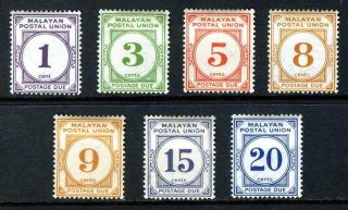 Malayan Postal Union 1945 - 49 Postage Due Set Of 7: Sg D7 - D13 Mounted