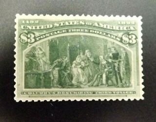 Us Stamps - Scott 243 $3.  00 Columbian Expo Issue - Vf Regummed - Aps Cert