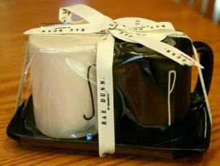 Rae Dunn " Salt " & " Pepper " Black & White Mini Mug Set S&p Shakers By Magenta