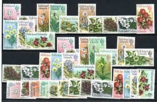 Falkland Islands,  1968,  1971,  1972,  Flowers,  Three Scarce Full Sets Definitives