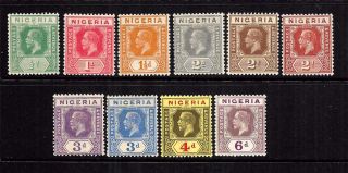 Nigeria 1921 - 32 Kgv Part Set 10 Mlh Sg 15/25