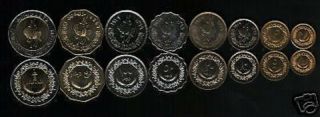 Libya 1 5 10 20 50 100 1/4 1/2 Dinar 1979 - 2003 Bimetal Unc Coin Africa Money Set