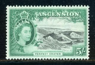 Ascension Mh Selections: Scott 73 5sh Qeii Perfect Crater (1956) Cv$40,
