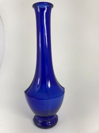 Vintage Cobalt Blue Depression Glass 8 " Bud Vase With Fluted Top (1)