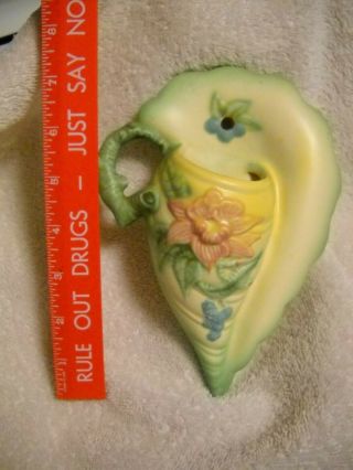 Vintage Woodland Hull Pottery Wall Pocket Pink And Green W31 - 7 1/2 "