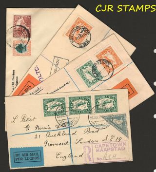 South Africa 1929 - 1934 Airmail Covers - Group Of 4 (5 X Scans)