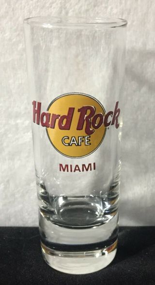 Hard Rock Cafe Tall Shot Glass Miami Florida Red Letters