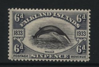 Falkland Islands 1933 Centenary British Admin 6d Whale Stamp Mounted